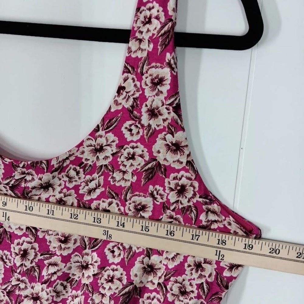 LOFT Beach Dress Womens L Pink Floral Scoop Neck Tie Waist i Sundress Sleeveless